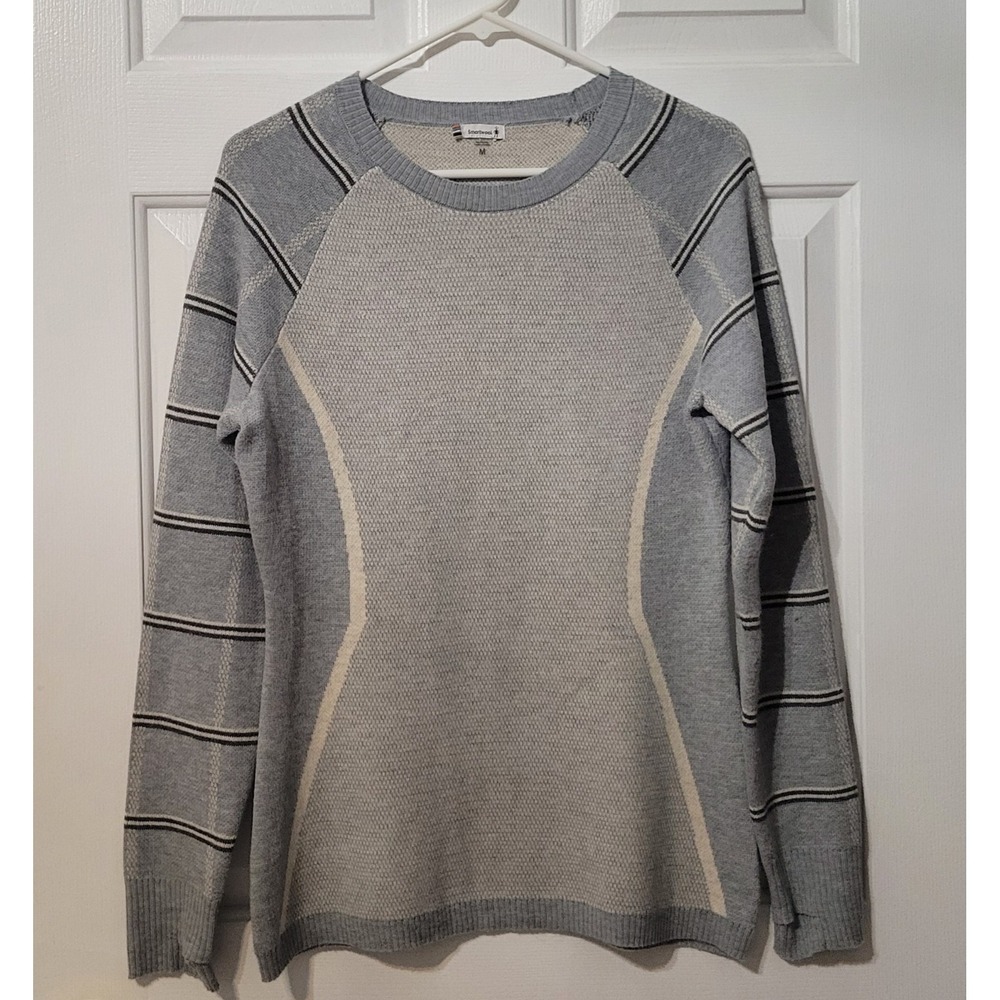 Smartwool Merino Wool Blend Sweater‎ Women's M Gray Colorblock Crew Neck Outdoor